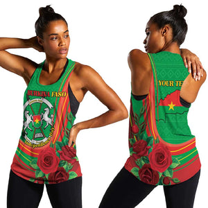 Personalised Burkina Faso Independence Day Women Racerback Tank Coat Of Arms African Pattern