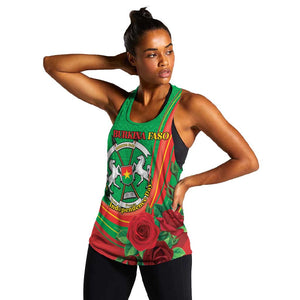 Personalised Burkina Faso Independence Day Women Racerback Tank Coat Of Arms African Pattern