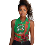 Personalised Burkina Faso Independence Day Women Sleeveless Polo Shirt Coat Of Arms African Pattern