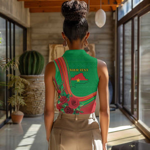 Personalised Burkina Faso Independence Day Women Sleeveless Polo Shirt Coat Of Arms African Pattern