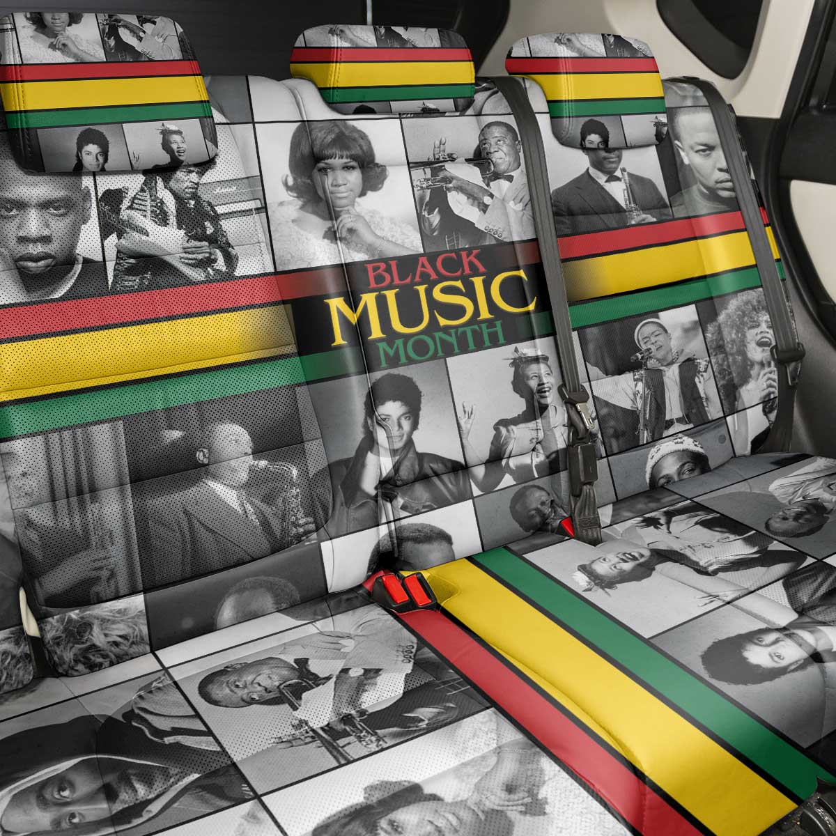 Black Music Month Legends Tribute Back Car Seat Cover