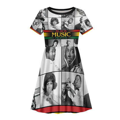 Black Music Month Legends Tribute Kid Short Sleeve Dress