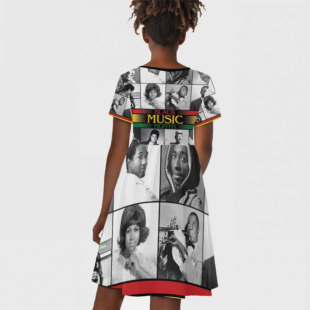 Black Music Month Legends Tribute Kid Short Sleeve Dress