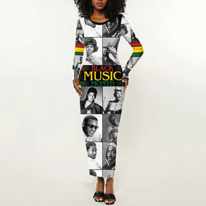 Black Music Month Legends Tribute Long Sleeve Bodycon Dress