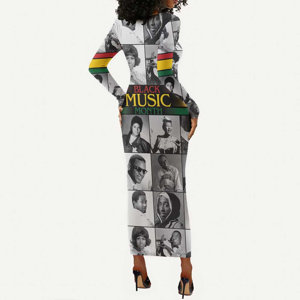 Black Music Month Legends Tribute Long Sleeve Bodycon Dress