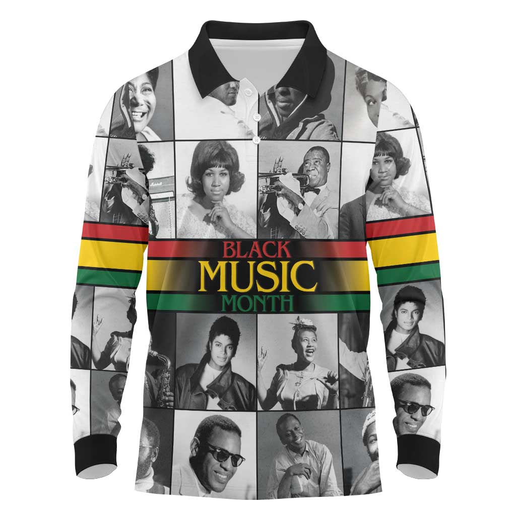 Black Music Month Legends Tribute Long Sleeve Polo Shirt