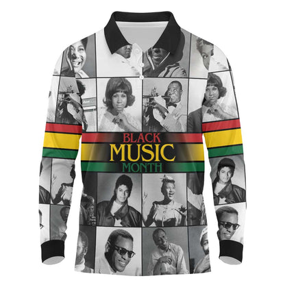 Black Music Month Legends Tribute Long Sleeve Polo Shirt