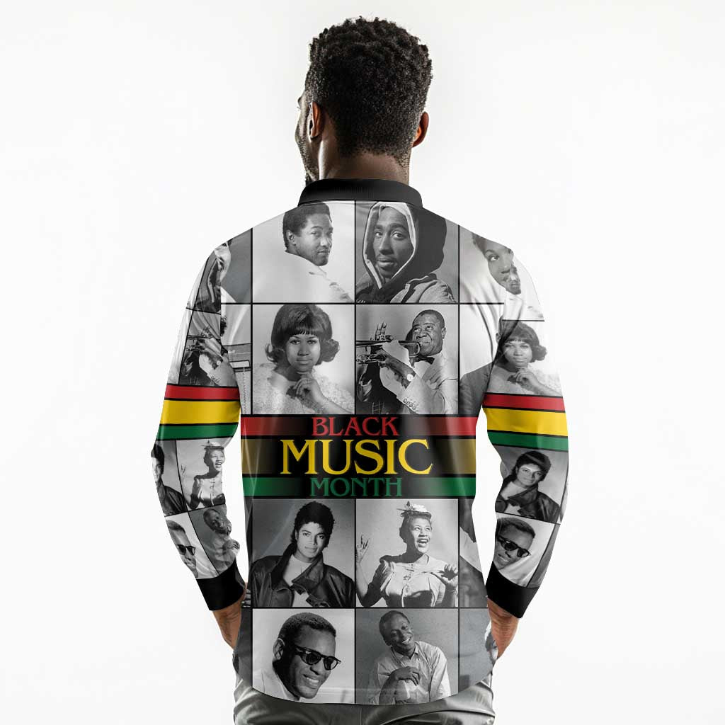 Black Music Month Legends Tribute Long Sleeve Polo Shirt
