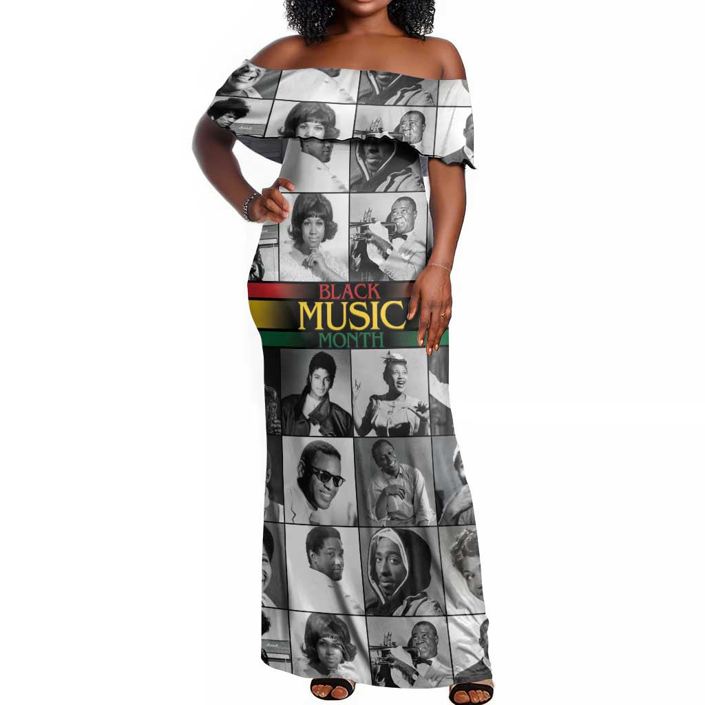 Black Music Month Legends Tribute Off Shoulder Maxi Dress