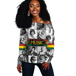 Black Music Month Legends Tribute Off Shoulder Sweater