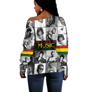 Black Music Month Legends Tribute Off Shoulder Sweater