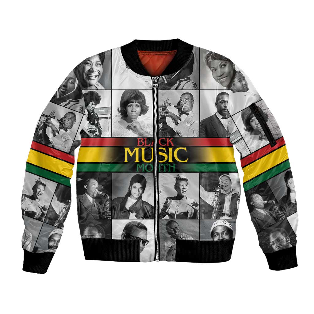 Black Music Month Legends Tribute Sleeve Zip Bomber Jacket