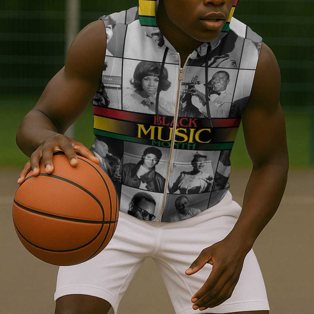 Black Music Month Legends Tribute Sleeveless Zip Hoodie - African Pride