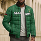 Custom Malawi Football Bomber Puffer Jacket Come On Flames - Green