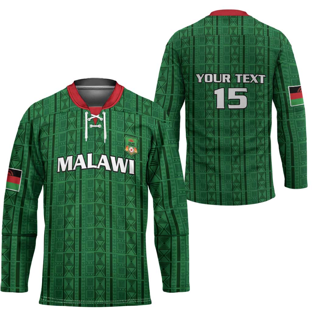 Custom Malawi Football Hockey Jersey Come On Flames - Green