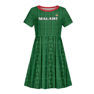 Custom Malawi Football Kid Short Sleeve Dress Go Champions - Green - African Pride