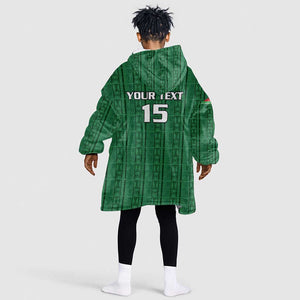 Custom Malawi Football Kid Wearable Blanket Hoodie Go Champions - Green - African Pride