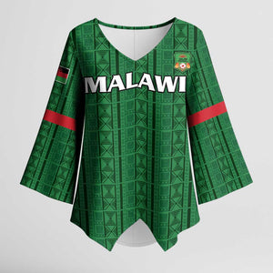 Custom Malawi Football Kimono Sleeve Blouse Come On Flames - Green