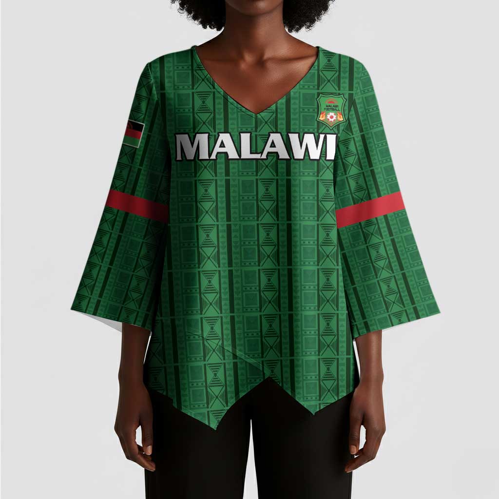 Custom Malawi Football Kimono Sleeve Blouse Come On Flames - Green