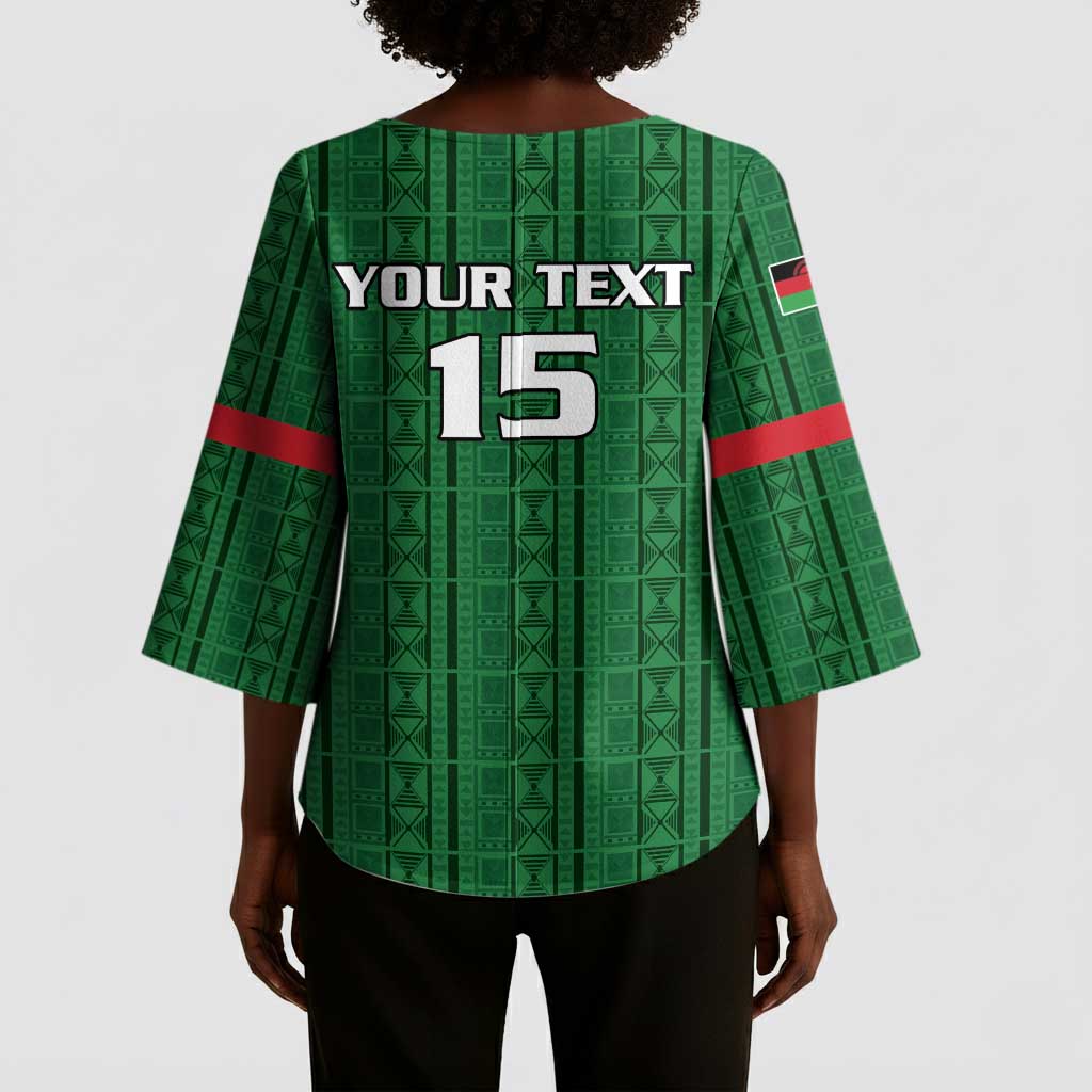 Custom Malawi Football Kimono Sleeve Blouse Come On Flames - Green