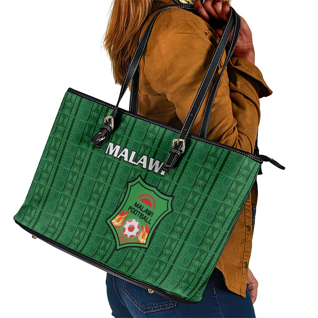 Malawi Football Leather Tote Bag Go Champions - Green - African Pride