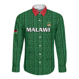 Custom Malawi Football Long Sleeve Button Shirt Go Champions - Green - African Pride