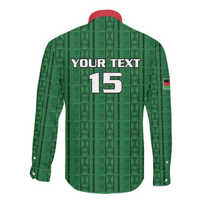 Custom Malawi Football Long Sleeve Button Shirt Go Champions - Green - African Pride