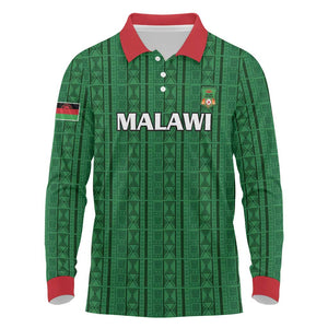 Custom Malawi Football Long Sleeve Polo Shirt Go Champions - Green - African Pride