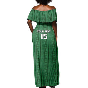 Custom Malawi Football Off Shoulder Maxi Dress Go Champions - Green - African Pride