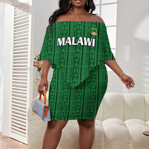 Custom Malawi Football Off Shoulder Short Dress Go Champions - Green - African Pride