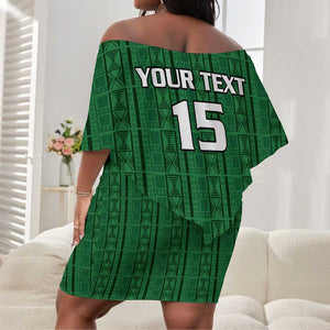 Custom Malawi Football Off Shoulder Short Dress Go Champions - Green - African Pride