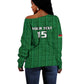Custom Malawi Football Off Shoulder Sweater Go Champions - Green - African Pride