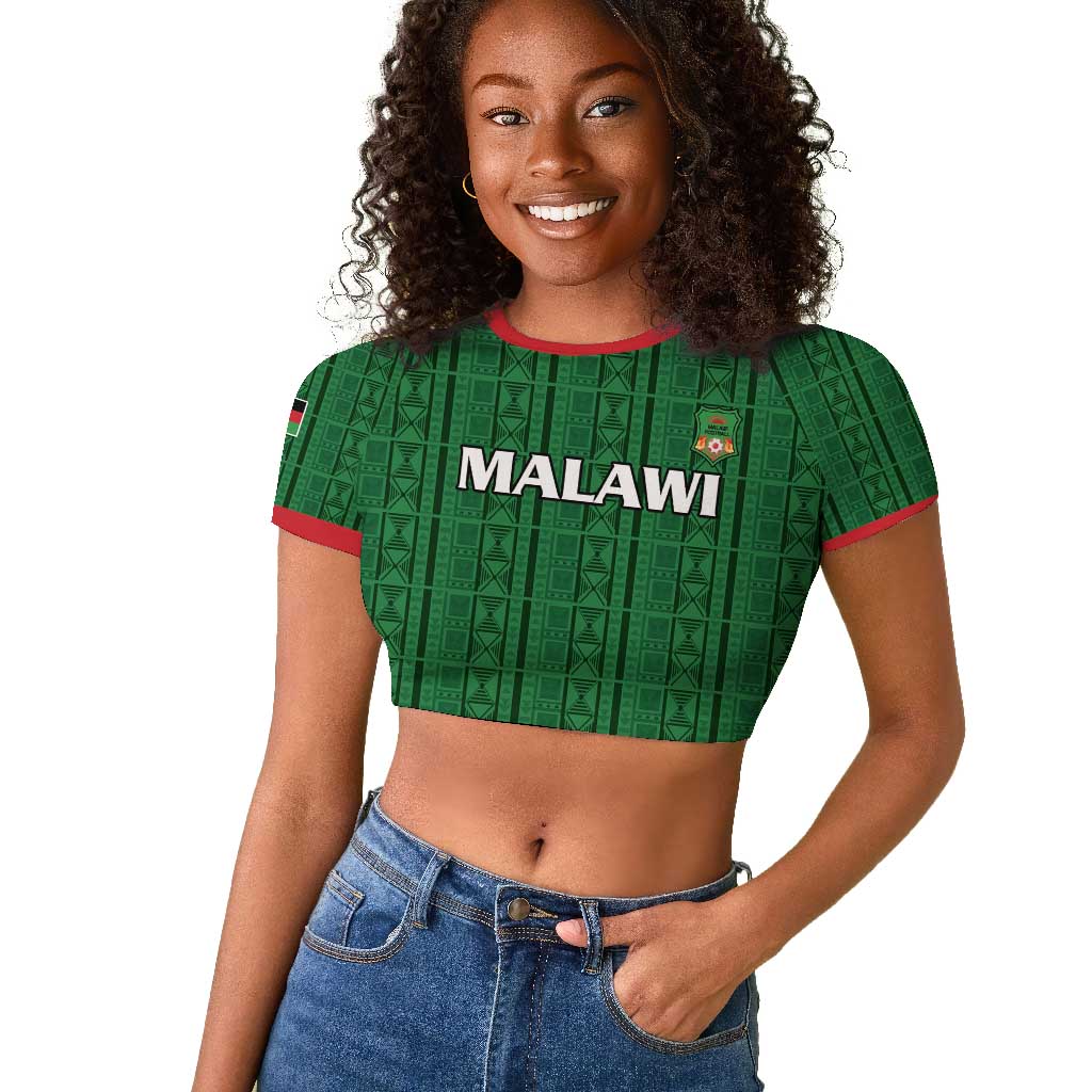 Custom Malawi Football Raglan Cropped T shirt Go Champions - Green - African Pride
