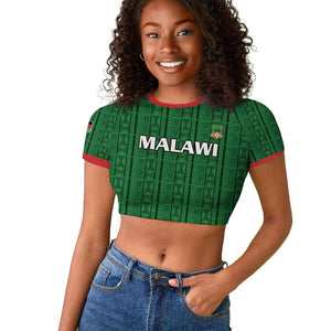 Custom Malawi Football Raglan Cropped T shirt Go Champions - Green - African Pride