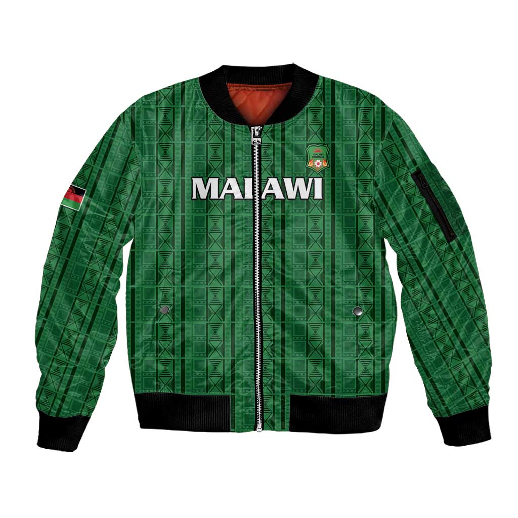 Custom Malawi Football Sleeve Zip Bomber Jacket Go Champions - Green - African Pride