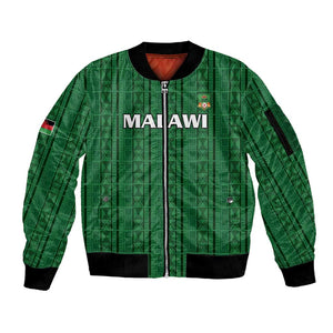 Custom Malawi Football Sleeve Zip Bomber Jacket Go Champions - Green - African Pride
