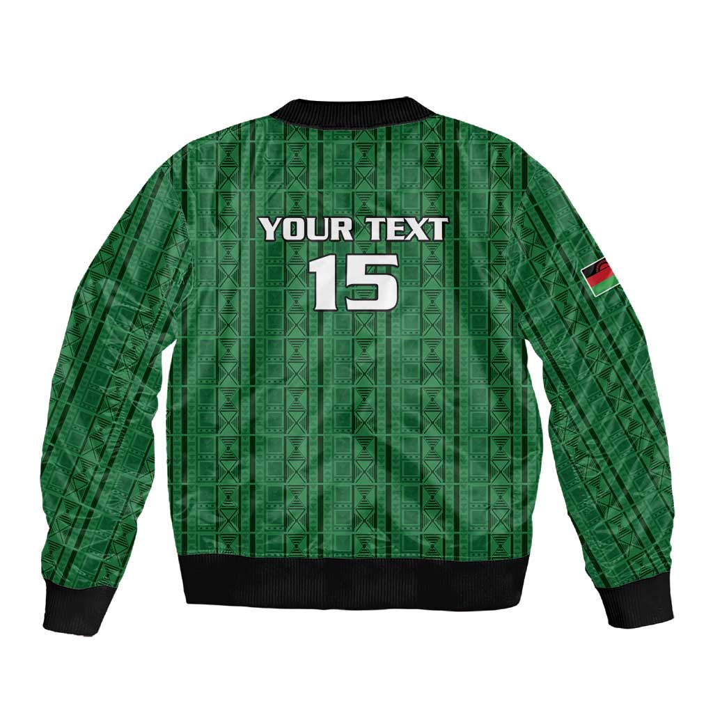 Custom Malawi Football Sleeve Zip Bomber Jacket Go Champions - Green - African Pride