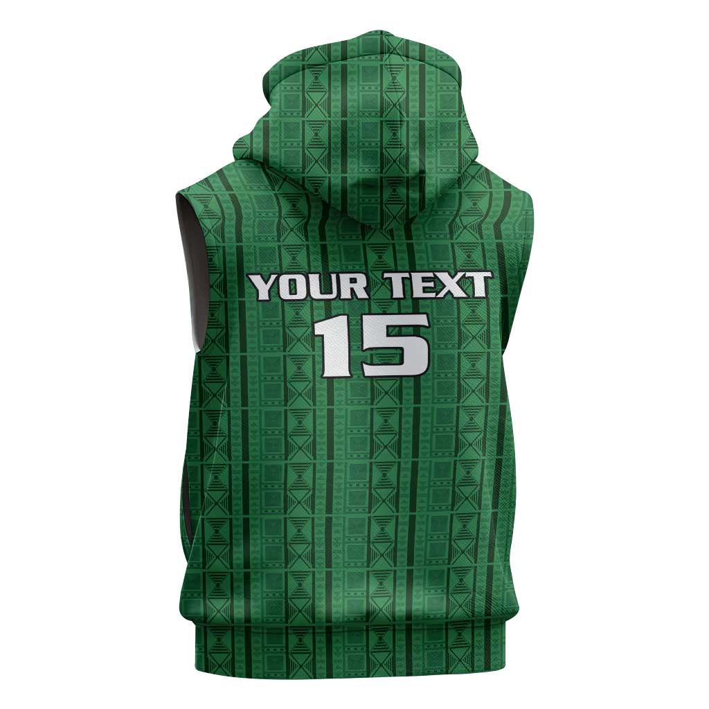 Custom Malawi Football Sleeveless Zip Hoodie Go Champions - Green - African Pride