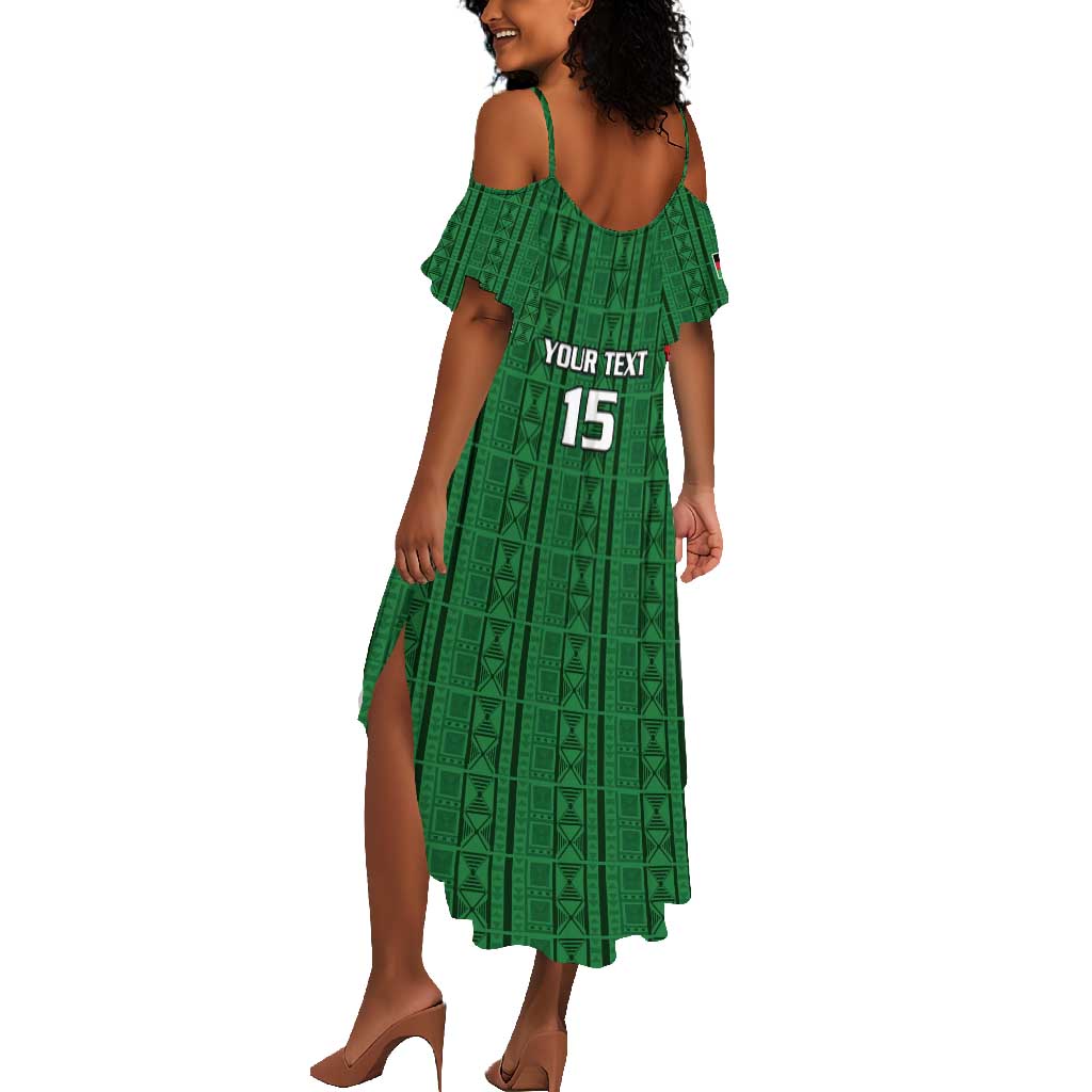 Custom Malawi Football Summer Maxi Dress Go Champions - Green - African Pride