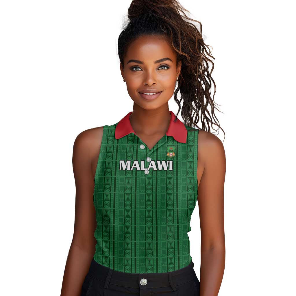 Custom Malawi Football Women Sleeveless Polo Shirt Go Champions - Green - African Pride