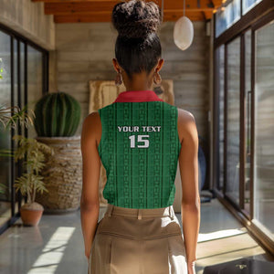 Custom Malawi Football Women Sleeveless Polo Shirt Go Champions - Green - African Pride