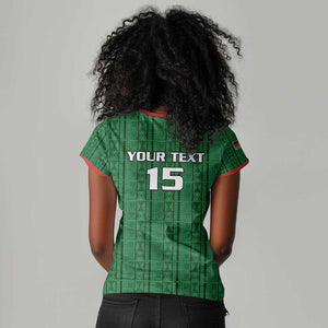 Custom Malawi Football Women V-Neck T-Shirt Go Champions - Green - African Pride