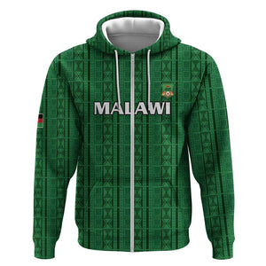 Custom Malawi Football Zip Hoodie Go Champions - Green - African Pride