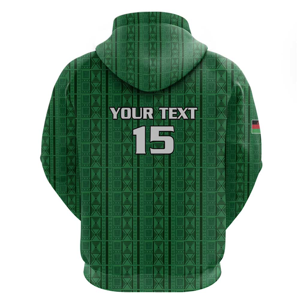 Custom Malawi Football Zip Hoodie Go Champions - Green - African Pride
