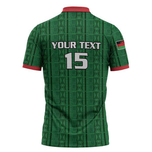 Custom Malawi Football Zipper Polo Shirt Come On Flames - Green
