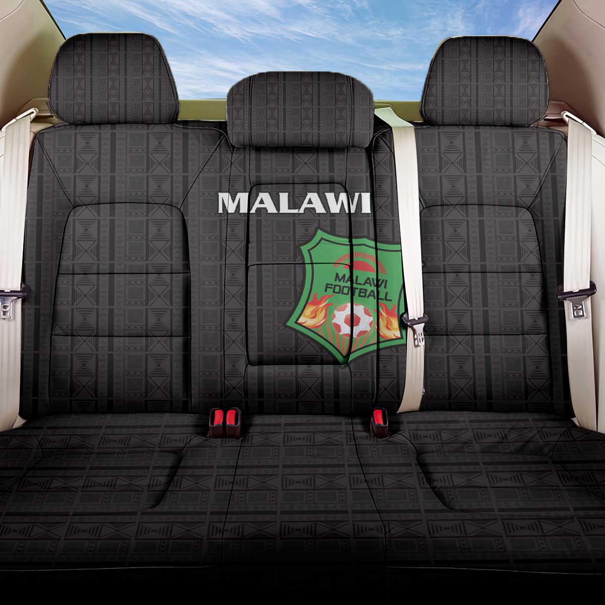 Malawi Football Back Car Seat Cover Go Champions - Black - African Pride