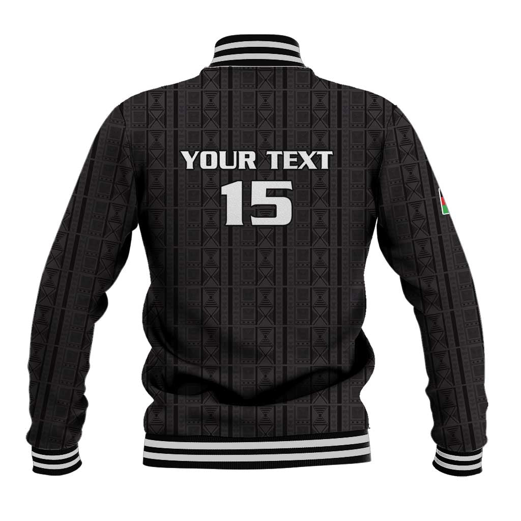 Custom Malawi Football Baseball Jacket Go Champions - Black - African Pride