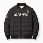 Custom Malawi Football Bomber Puffer Jacket Come On Flames - Black