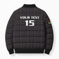 Custom Malawi Football Bomber Puffer Jacket Come On Flames - Black