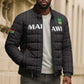 Custom Malawi Football Bomber Puffer Jacket Come On Flames - Black
